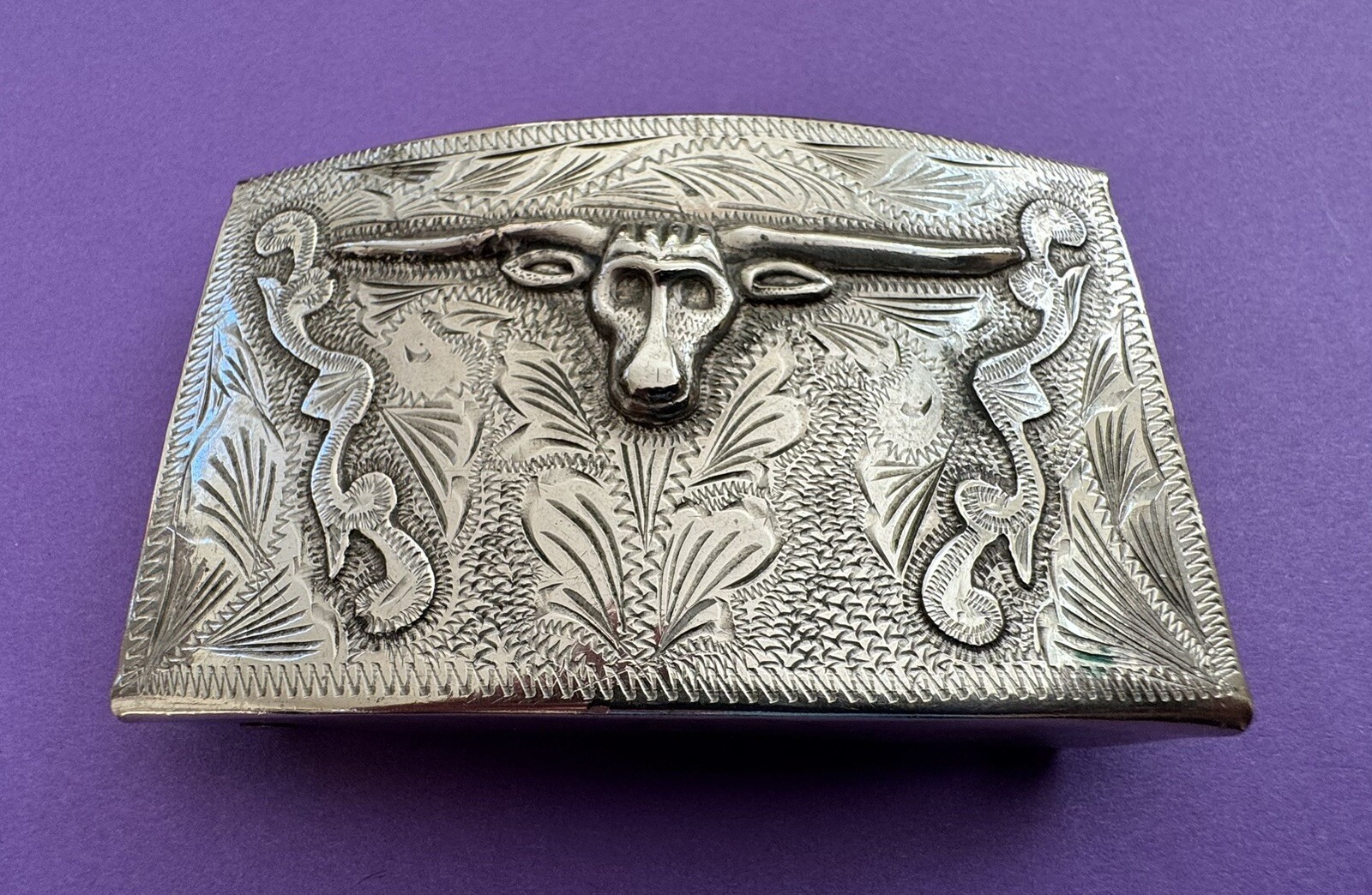 Awesome Antique Vintage Sterling Silver Hecho México Longhorn Steer Belt Buckle Awesome Antique Vintage Sterling Silver Hecho México Longhorn Steer Belt Buckle