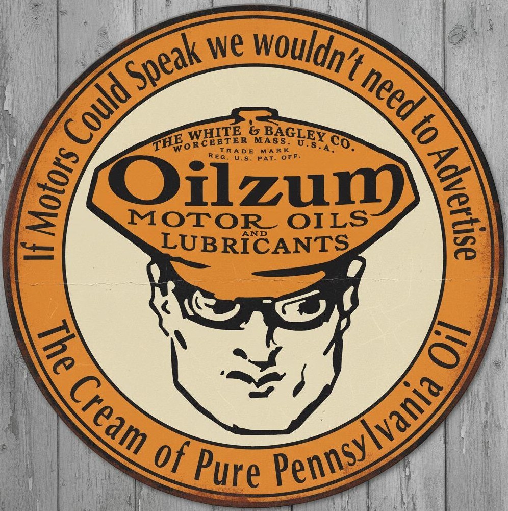 Oilzum Motor Oil 12" Diameter Vintage Novelty Metal Sign Made In USA New