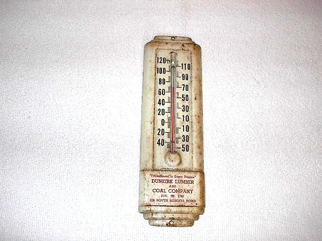 Vintage Metal Thermometer "Dunkirk Lumber and Coal Company" Dunkirk, New York Vintage Metal Thermometer "Dunkirk Lumber and Coal Company" Dunkirk, New York