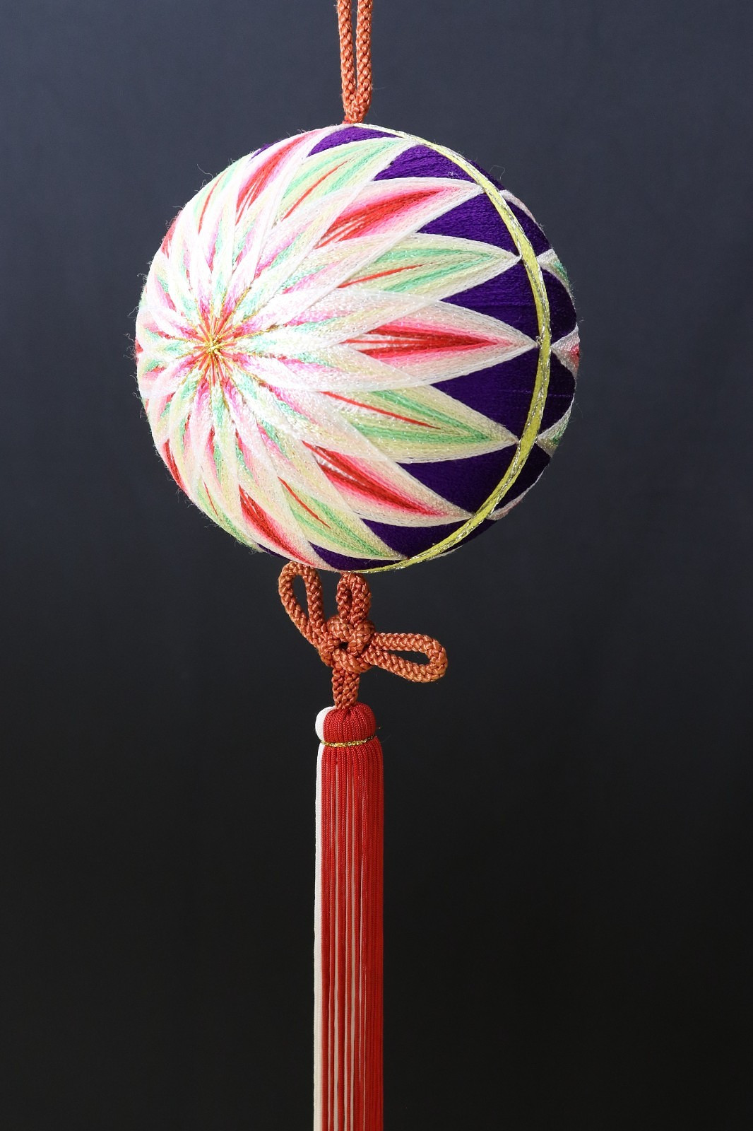 Vintage Japanese Yanagawa Sagemon Temari Ball Hanging Ornament Silk Mobile 77cm Vintage Japanese Yanagawa Sagemon Temari Ball Hanging Ornament Silk Mobile 77cm