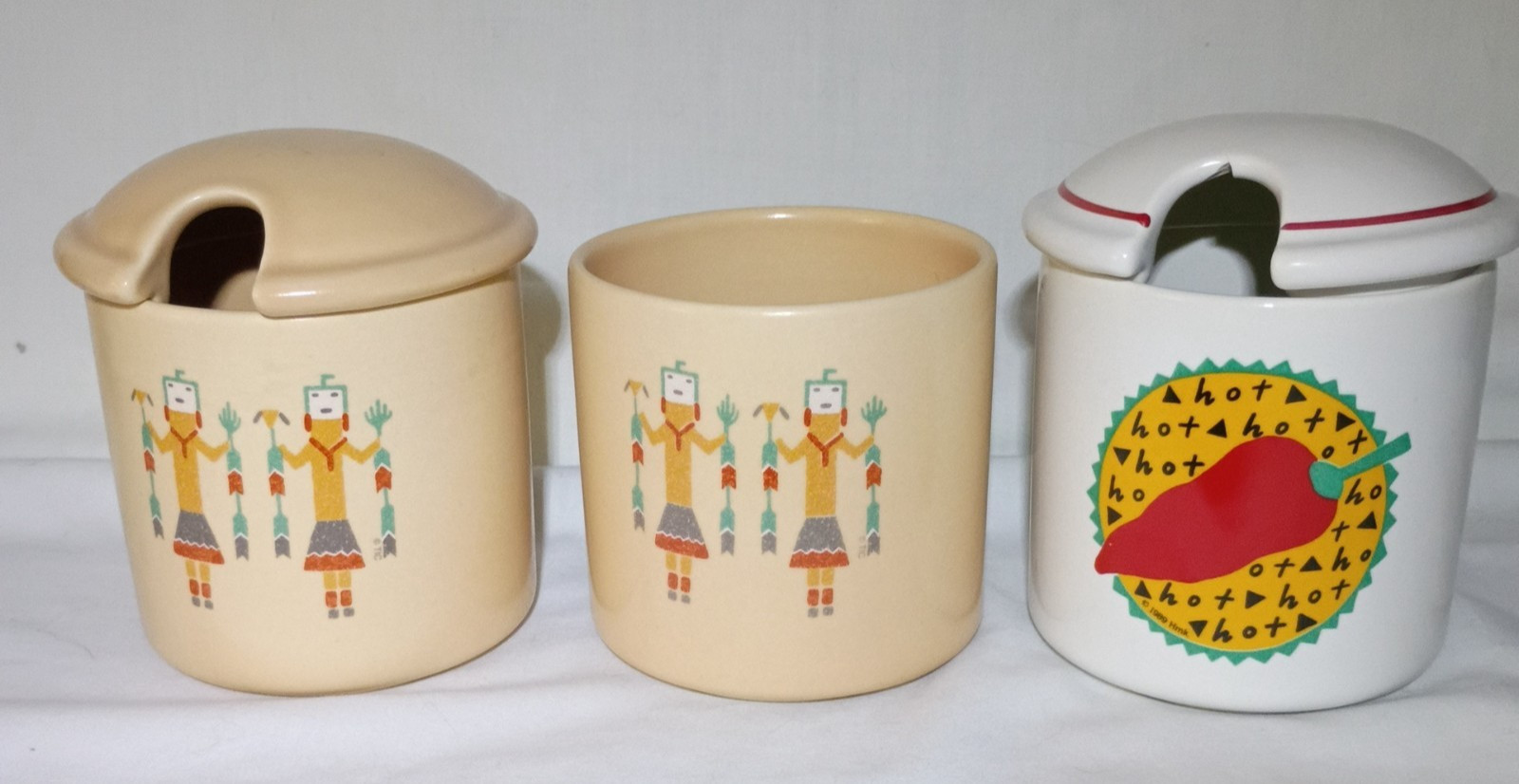VTG Treasure Craft Southwest Ceramic Lot (3) Salsa Jar and Kachina Pots VTG Treasure Craft Southwest Ceramic Lot (3) Salsa Jar and Kachina Pots