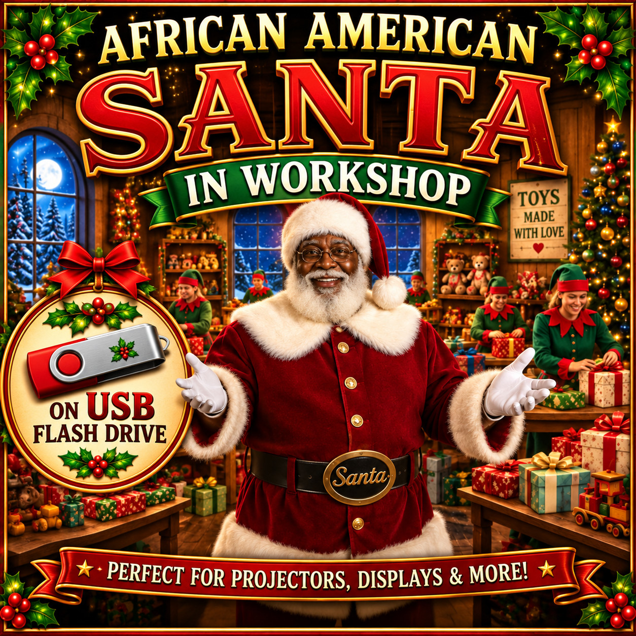 VIRTUAL SANTA - Santa in His Christmas Workshop – USB Flash Drive VIRTUAL SANTA - Santa in His Christmas Workshop – USB Flash Drive