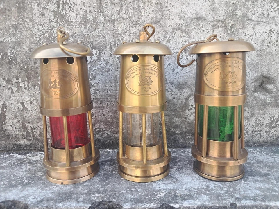 Antique Brass Oil Lamp – Nautical Ship Lantern, Maritime Vintage Lighting 3-Unit Antique Brass Oil Lamp – Nautical Ship Lantern, Maritime Vintage Lighting 3-Unit