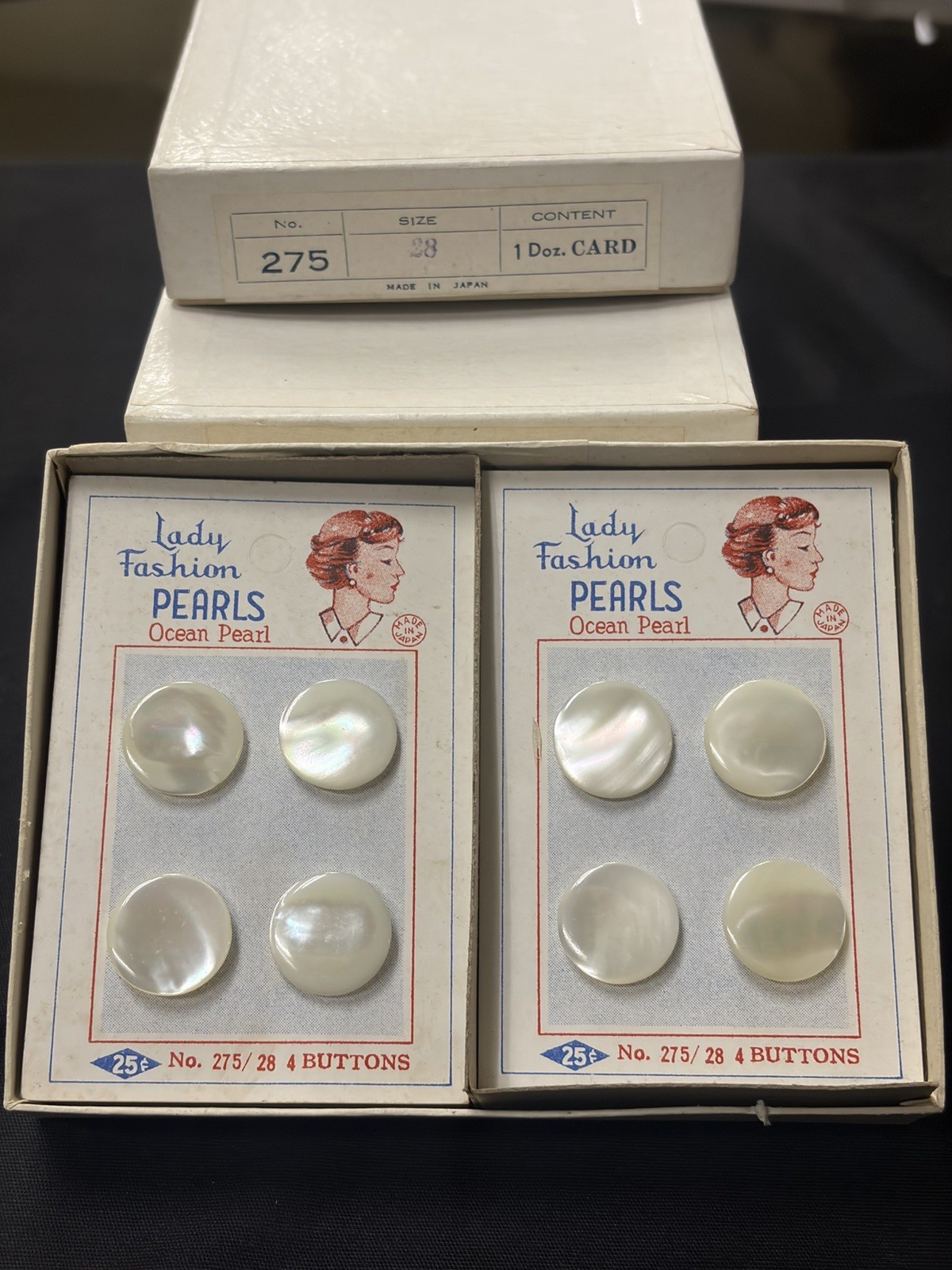 Vintage Mother of Pearl Buttons Size 28 Japan 5 Boxes 60 Cards 240 Buttons Vintage Mother of Pearl Buttons Size 28 Japan 5 Boxes 60 Cards 240 Buttons