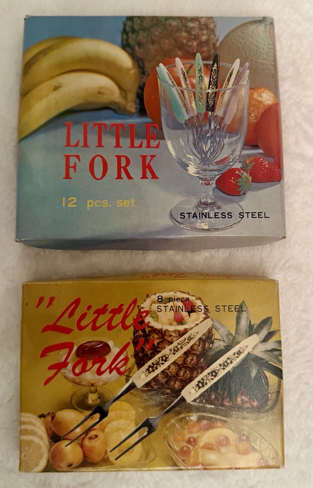 Set Of (2) Little Forks In Original Box Appetizer Tiny Forks Vintage Set Of (2) Little Forks In Original Box Appetizer Tiny Forks Vintage