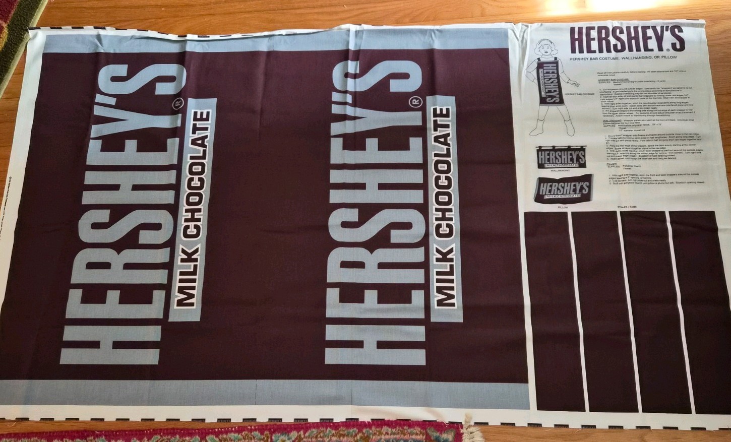 Vintage 1999 Hershey Bar Costume, Wall Hanging, or Pillow Fabric Panel Vintage 1999 Hershey Bar Costume, Wall Hanging, or Pillow Fabric Panel