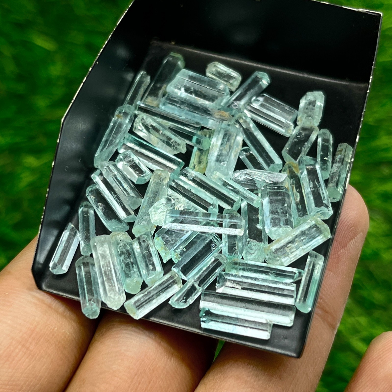 Natural Nigerian Emerald Pencil Rough Lot, 51 Ct, 55 Pcs, 6–14mm Green Beryl Natural Nigerian Emerald Pencil Rough Lot, 51 Ct, 55 Pcs, 6–14mm Green Beryl