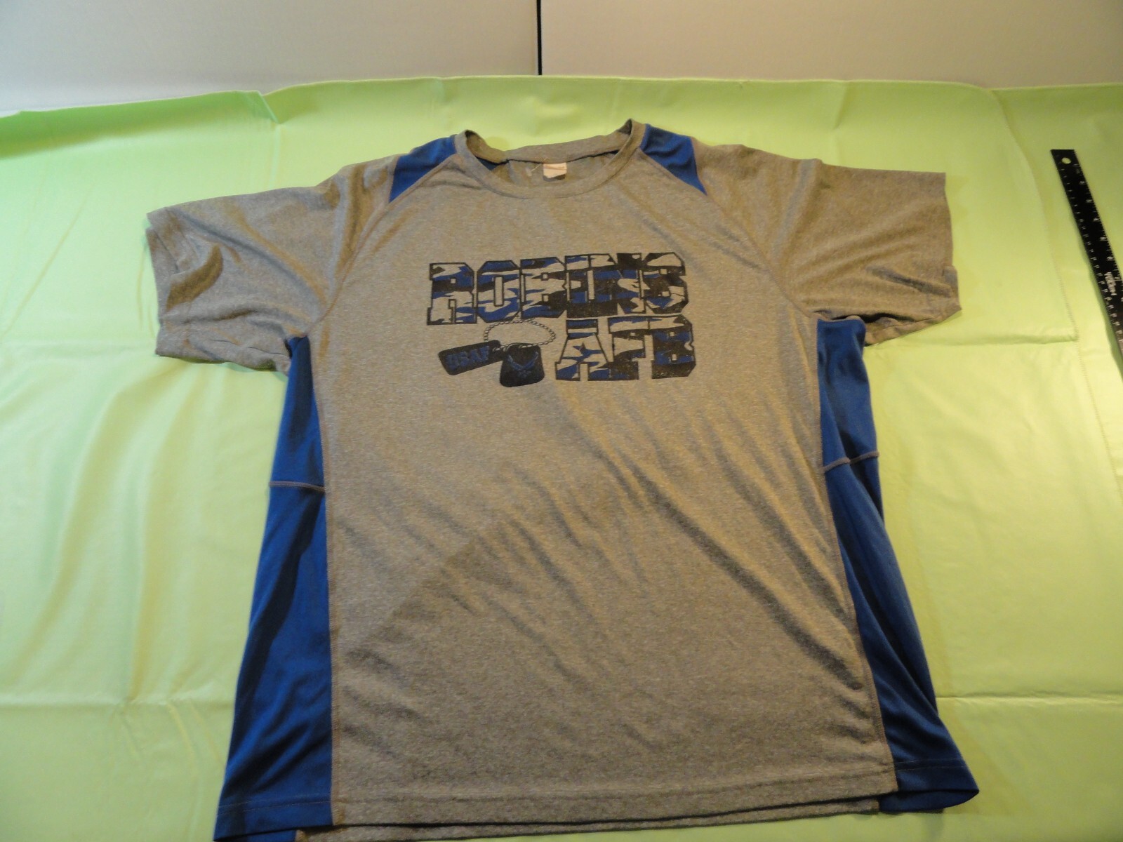 DISCONTINUED USAF AIR FORCE ROBINS AFB SHIRT BLUE GRAY XL
