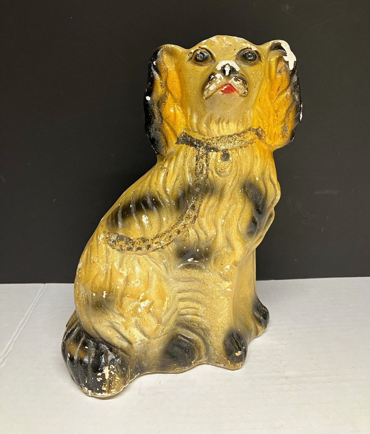 VINTAGE 1940'S/1950's 10" SPANIEL DOG BANK CHALKWARE CARNIVAL FAIR CIRCUS PRIZE VINTAGE 1940'S/1950's 10" SPANIEL DOG BANK CHALKWARE CARNIVAL FAIR CIRCUS PRIZE