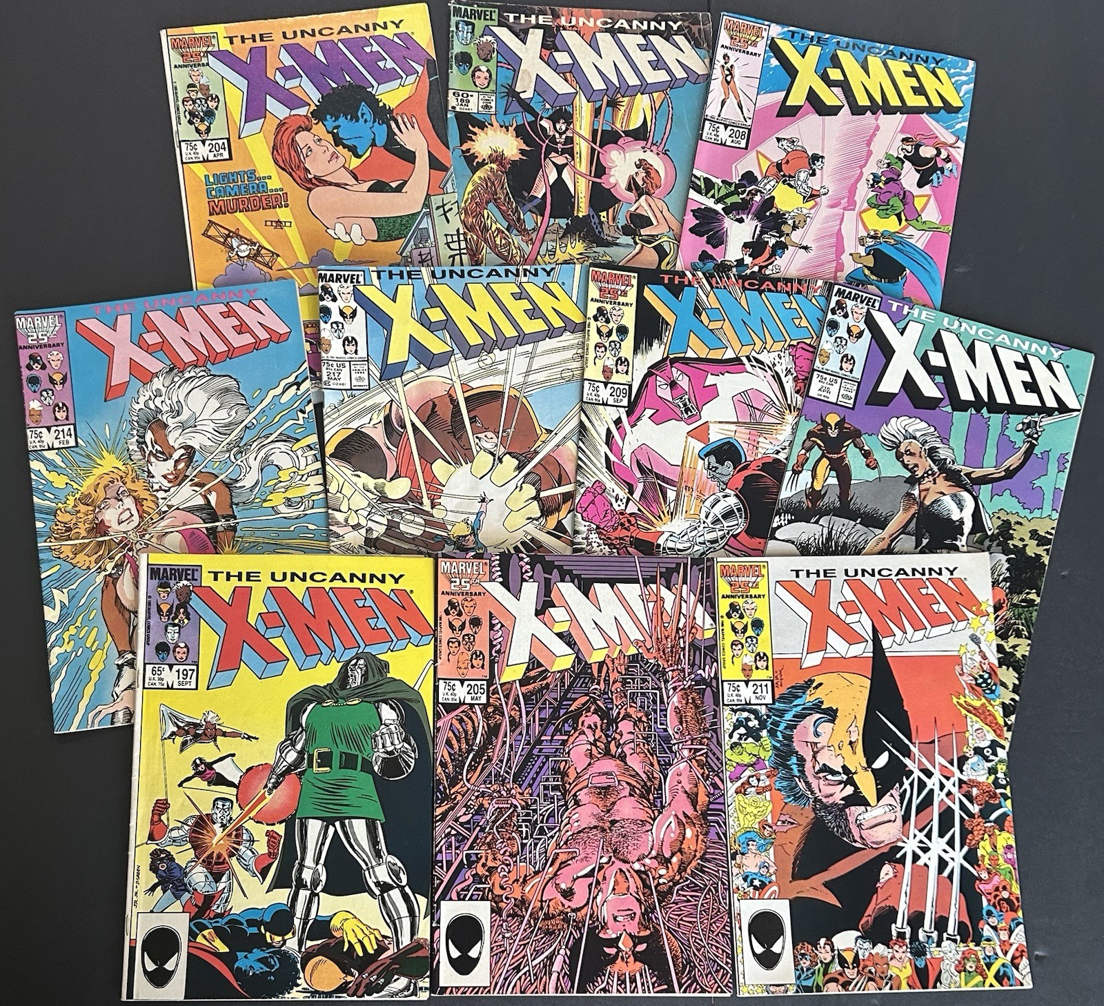 Uncanny X-Men Lot 10 Comics #197 198 204 205 208-212 214 Marvel Claremont