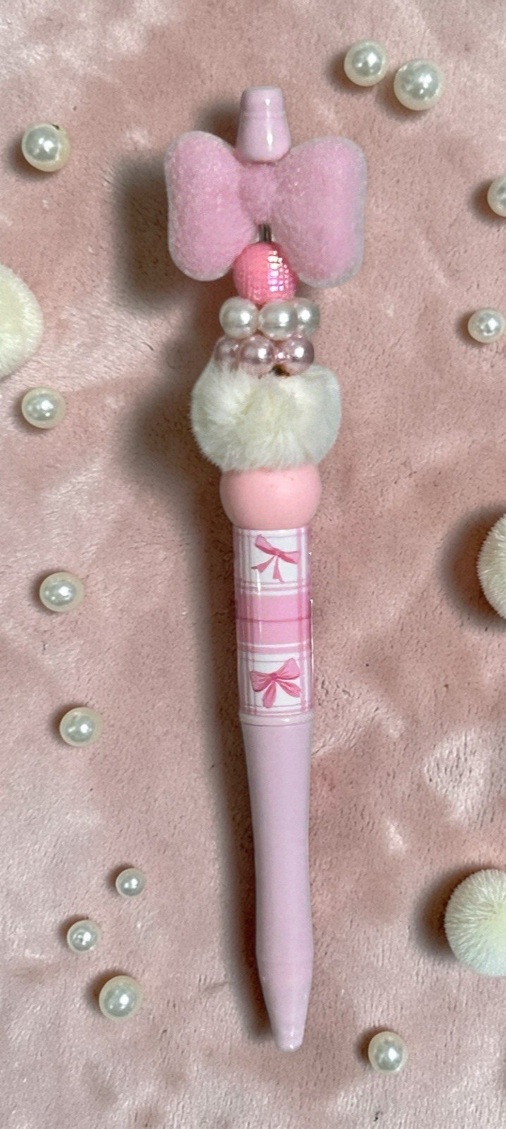 Custom Beaded Pen Bows Coquette Pearls Girly Feminine Faux Fur Gift Unique Custom Beaded Pen Bows Coquette Pearls Girly Feminine Faux Fur Gift Unique