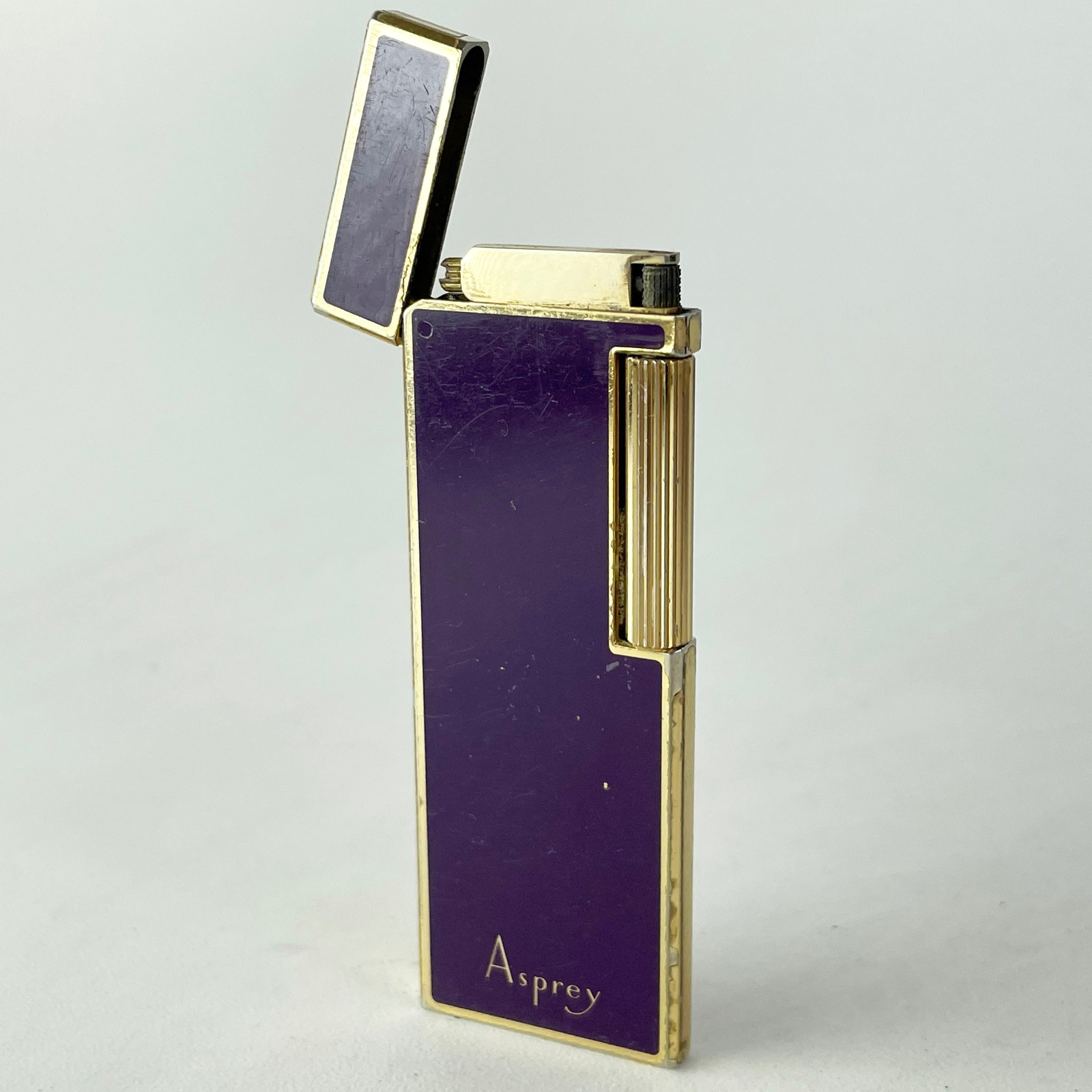 Vintage ASPREY Lighter gold plated purple London