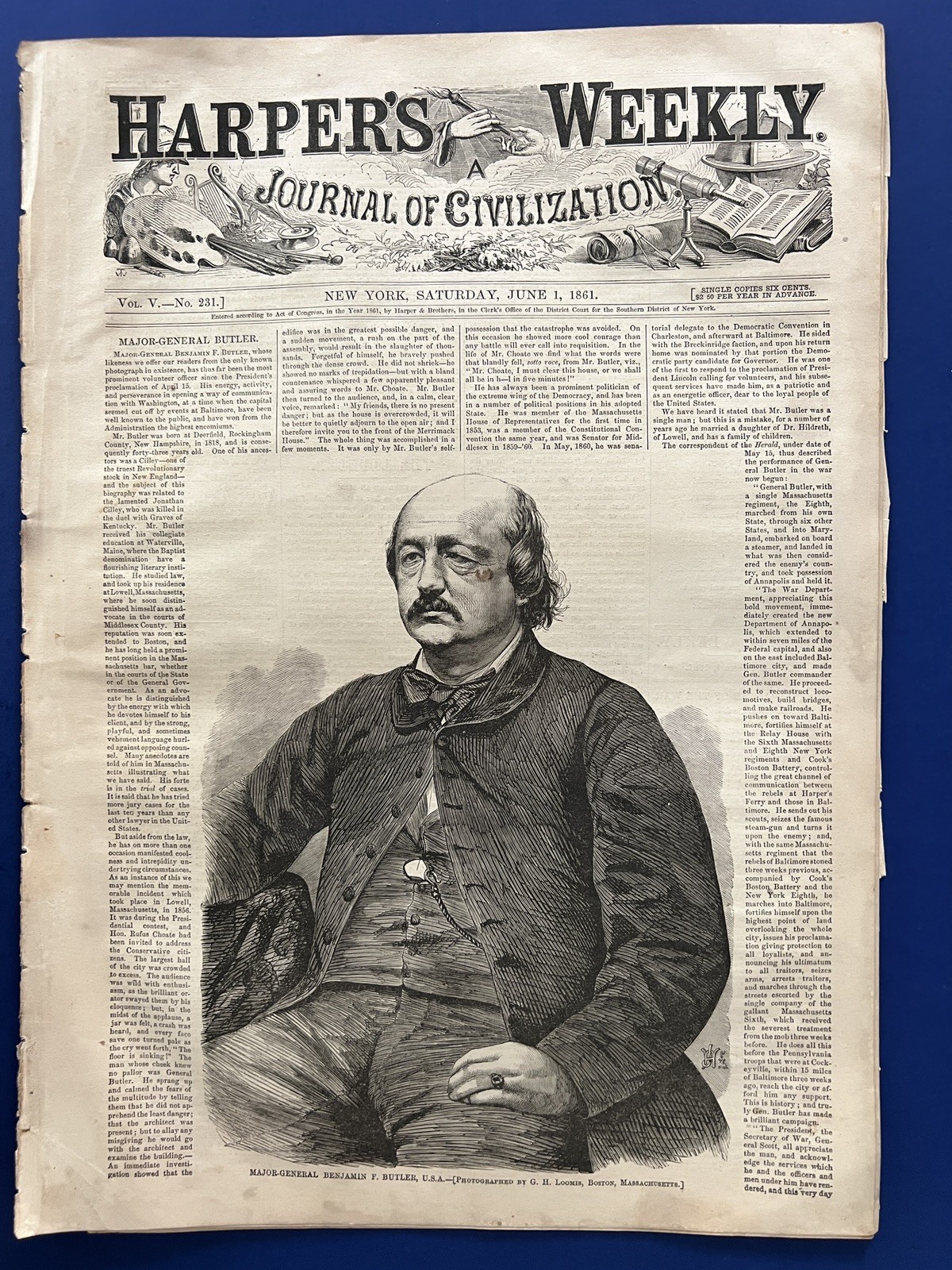 Harper's Weekly 6-1-1861 BUTLER 1st Civil War Victim CONFEDERATE CABINET ALABAMA