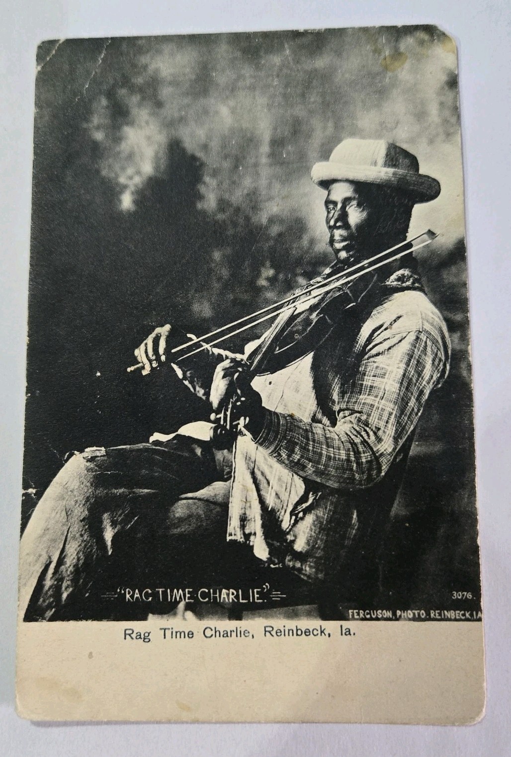 Vtg 1900s Rag Time Charlie African American Fiddler Reinbeck IA Postcard Vtg 1900s Rag Time Charlie African American Fiddler Reinbeck IA Postcard