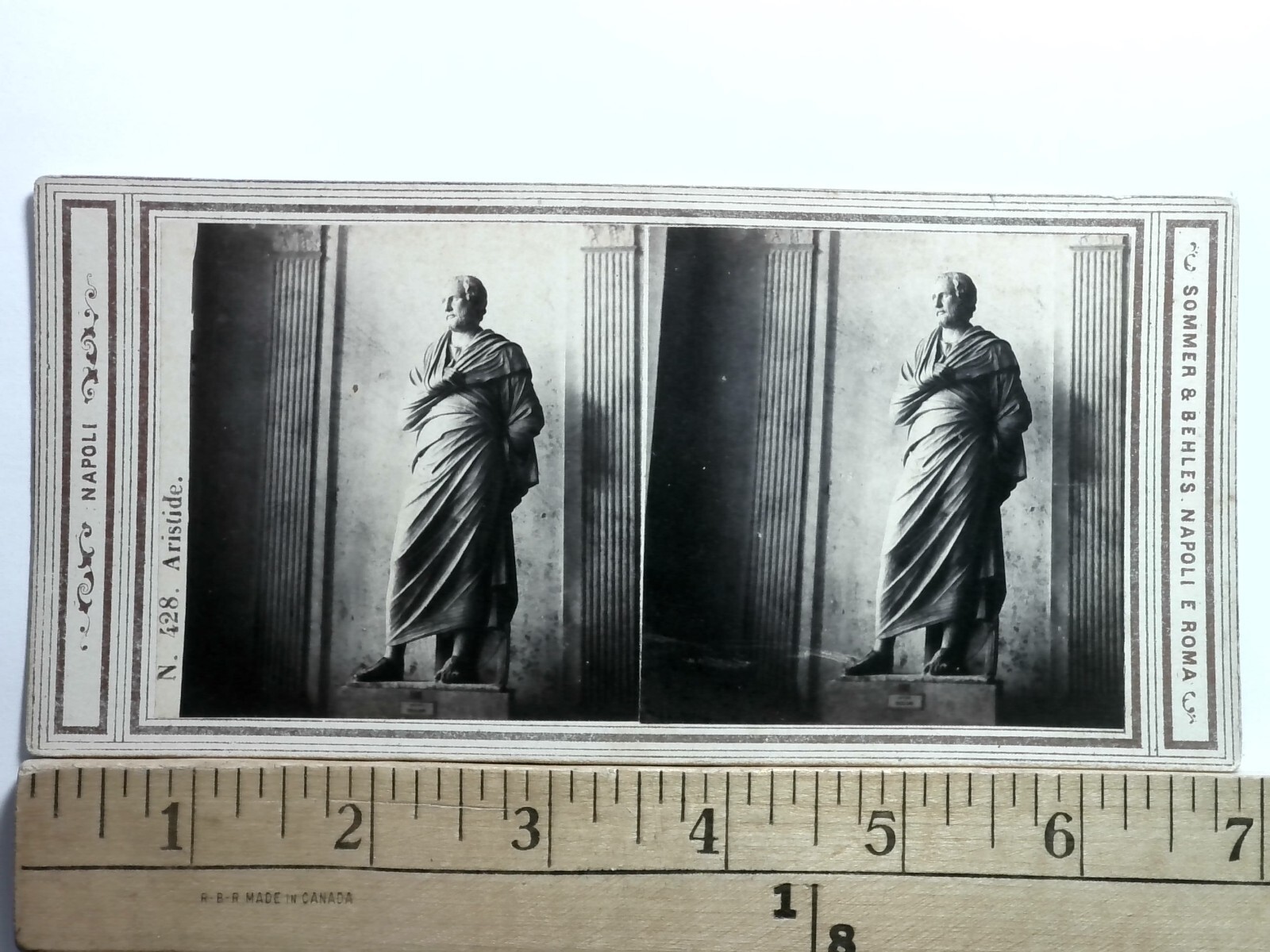 Aristides Statue Stereoview Sommer & Behles Napoli Roma 1800s Italy Art Aristides Statue Stereoview Sommer & Behles Napoli Roma 1800s Italy Art