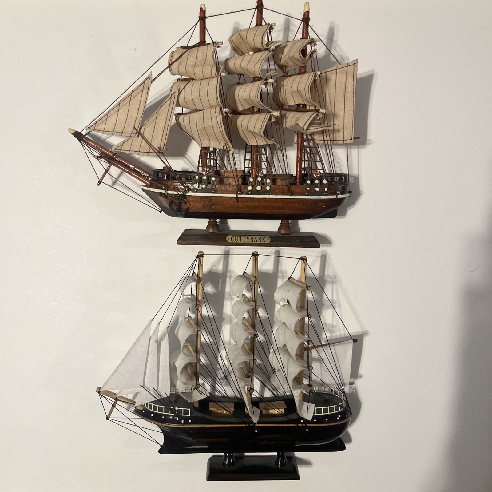 Vintage Wooden Sailing Ship Models Lot of 2 Nautical Ship Decor Vintage Wooden Sailing Ship Models Lot of 2 Nautical Ship Decor