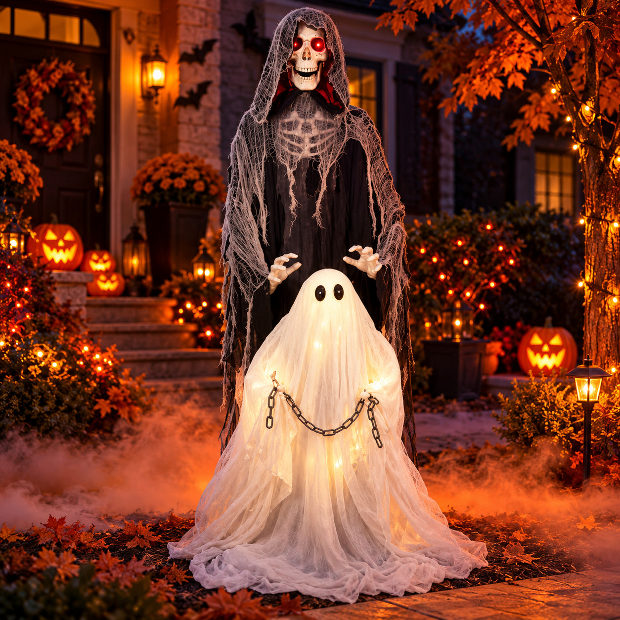 Haunted Hill Farm 5.9 ft Animated LED Reaper Ghost Halloween HHRPR-32FLSA Haunted Hill Farm 5.9 ft Animated LED Reaper Ghost Halloween HHRPR-32FLSA