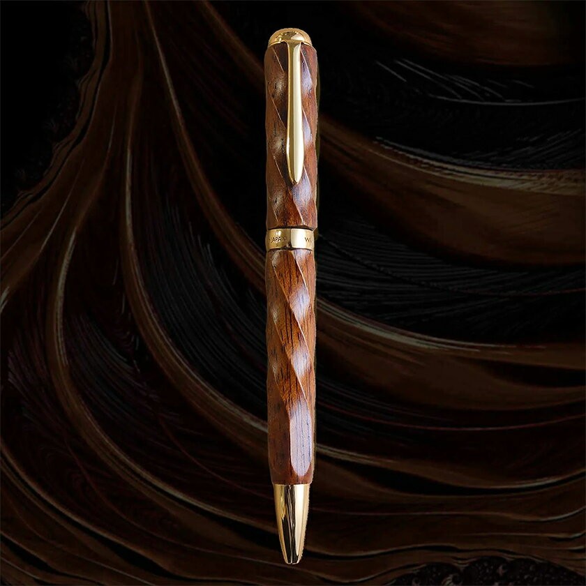 WANCHER Dream Ballpoint Pen Jinfu Openwork Lacquer Wooden Ebony Japan New WANCHER Dream Ballpoint Pen Jinfu Openwork Lacquer Wooden Ebony Japan New