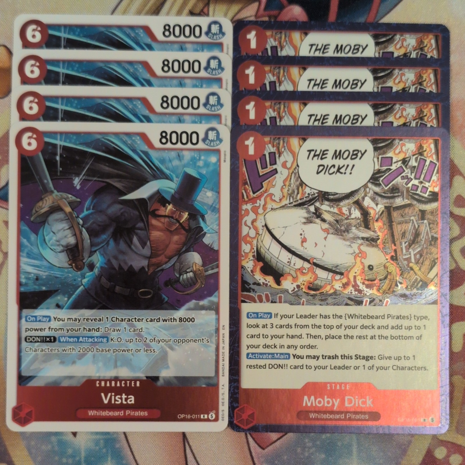 4 x Vista OP16-011 R & 4 x Moby Dick OP16-021 R One Piece Mint Playsets RED 4 x Vista OP16-011 R & 4 x Moby Dick OP16-021 R One Piece Mint Playsets RED