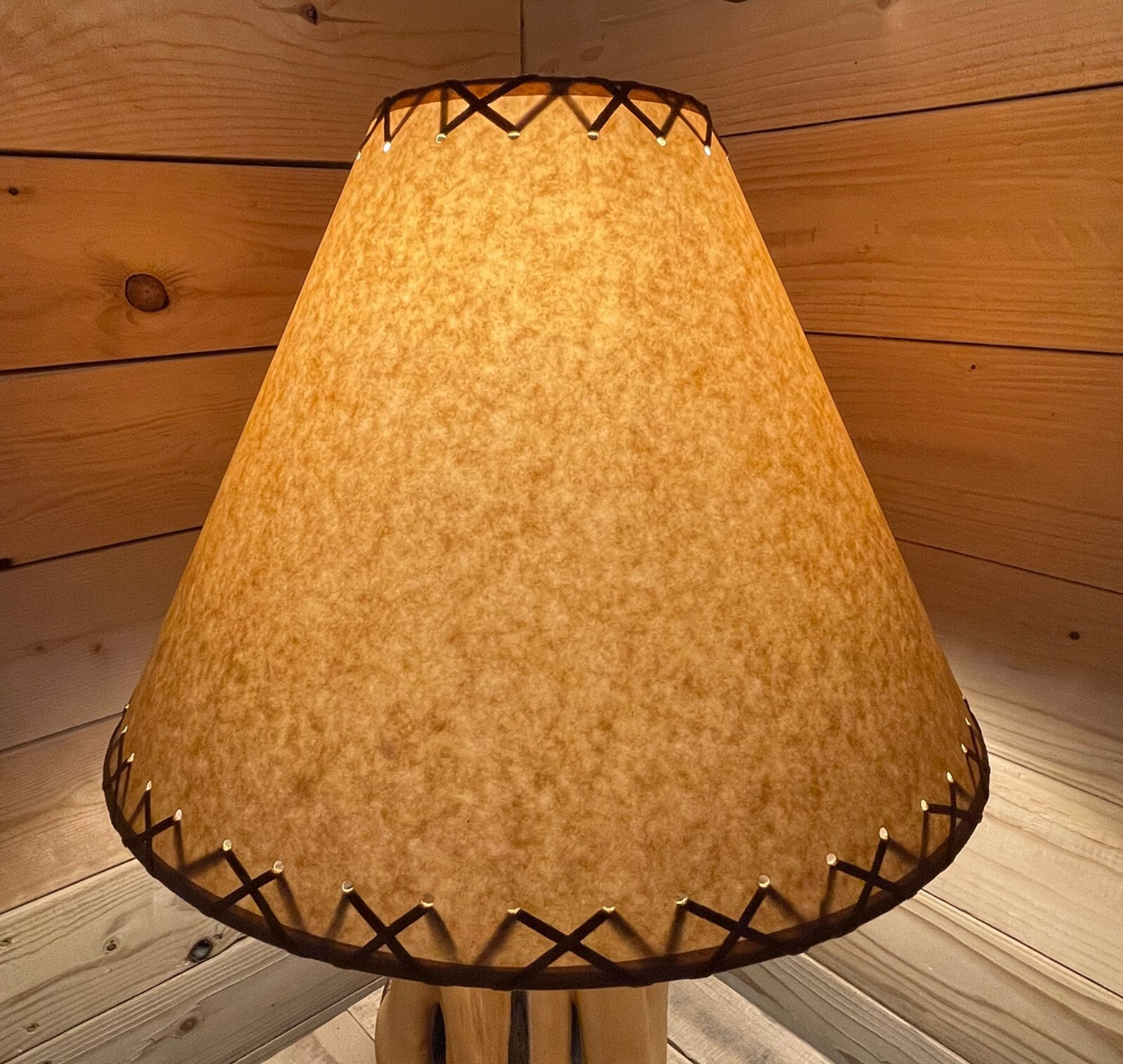 Rustic Oiled Kraft Laced Lamp Shade - 18" Rustic Oiled Kraft Laced Lamp Shade - 18"