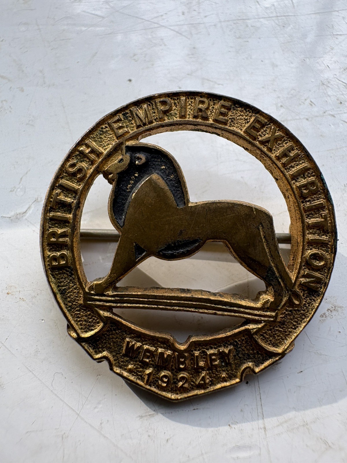 1924 British Empire Exhibition Brass Pin Badge By R. Gaunt Wembley Lion 