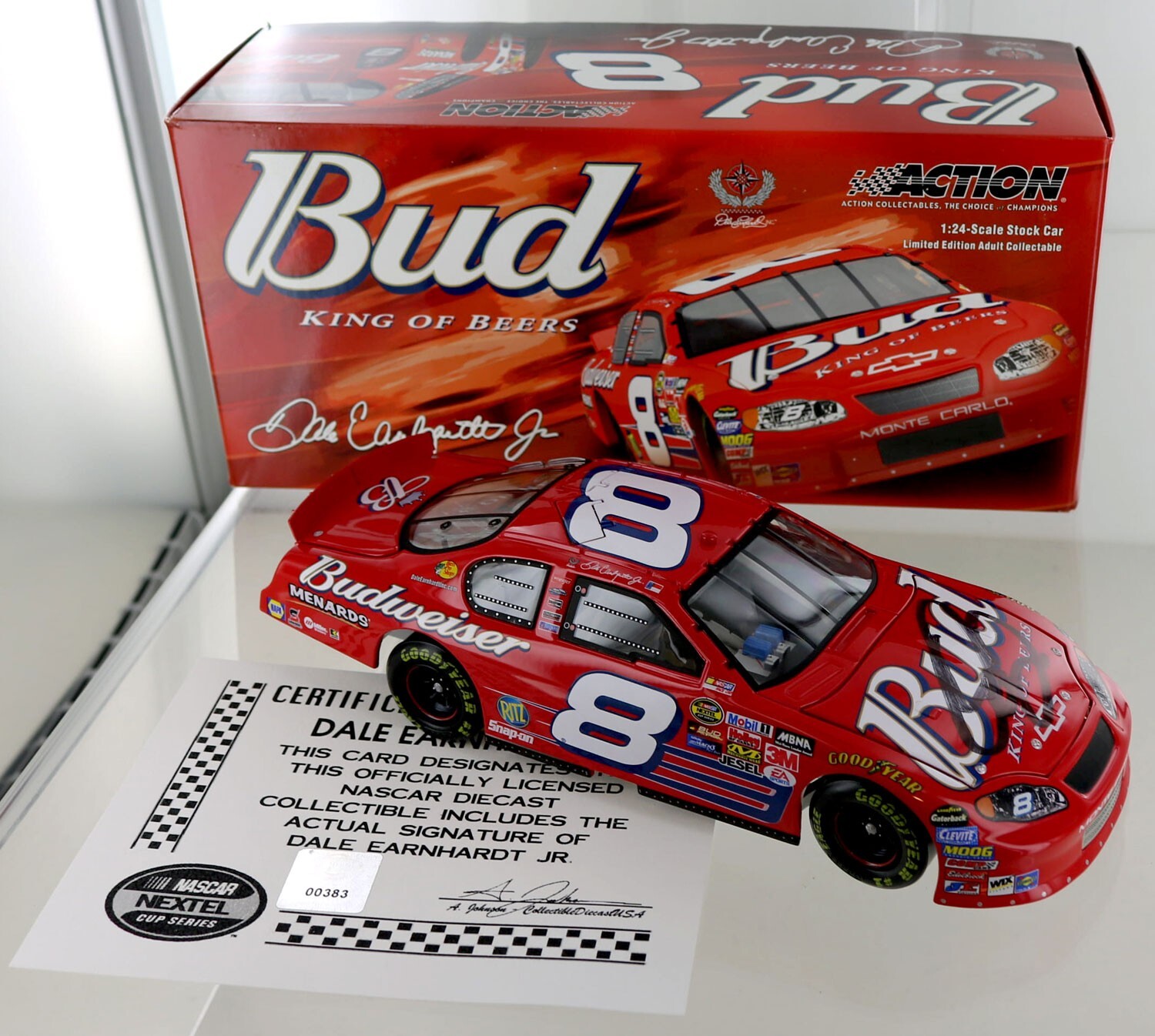 Dale Earnhardt Jr. #8 2005 Budweiser Monte Carlo 1/24th Scale Autographed Dale Earnhardt Jr. #8 2005 Budweiser Monte Carlo 1/24th Scale Autographed