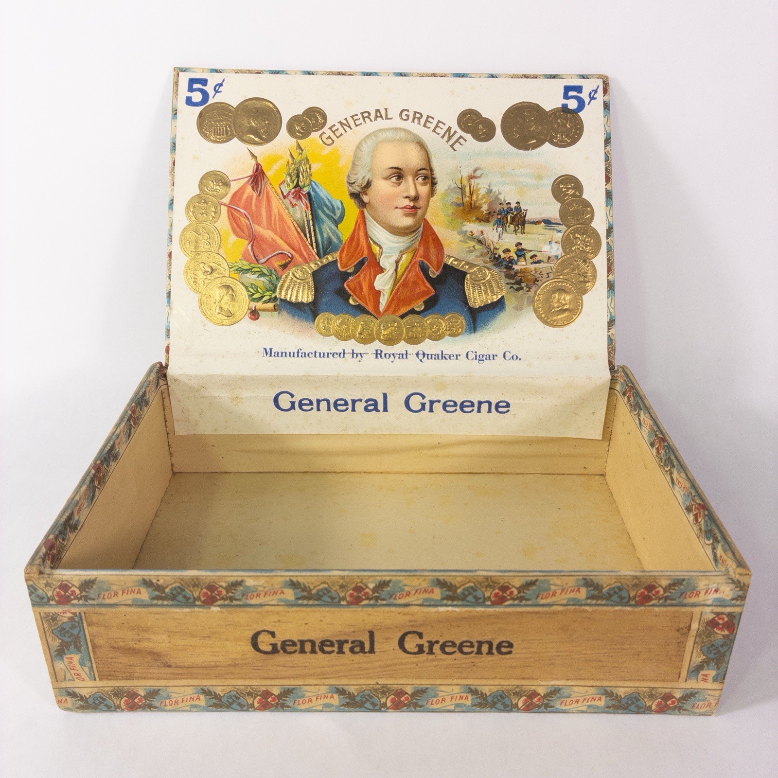 Vintage 19th C. General Nathanael Greene Wooden Cigar Box Revolutionary War Rare Vintage 19th C. General Nathanael Greene Wooden Cigar Box Revolutionary War Rare