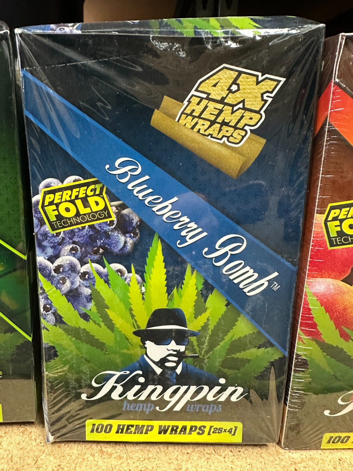 KINGPIN HERBAL WRAPS - BLUEBERRY BOMB - 25 PACKS/ 4 PER PACK FACTORY SEALED