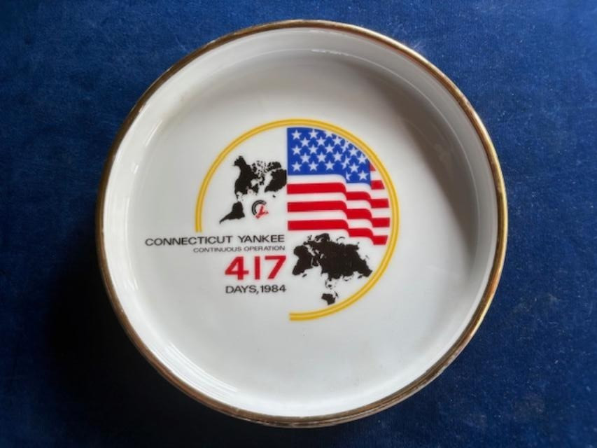 Vtg 1984 Connecticut Yankee Atomic/Nuclear Plant Cont. Ops Ashtray - 6.5"