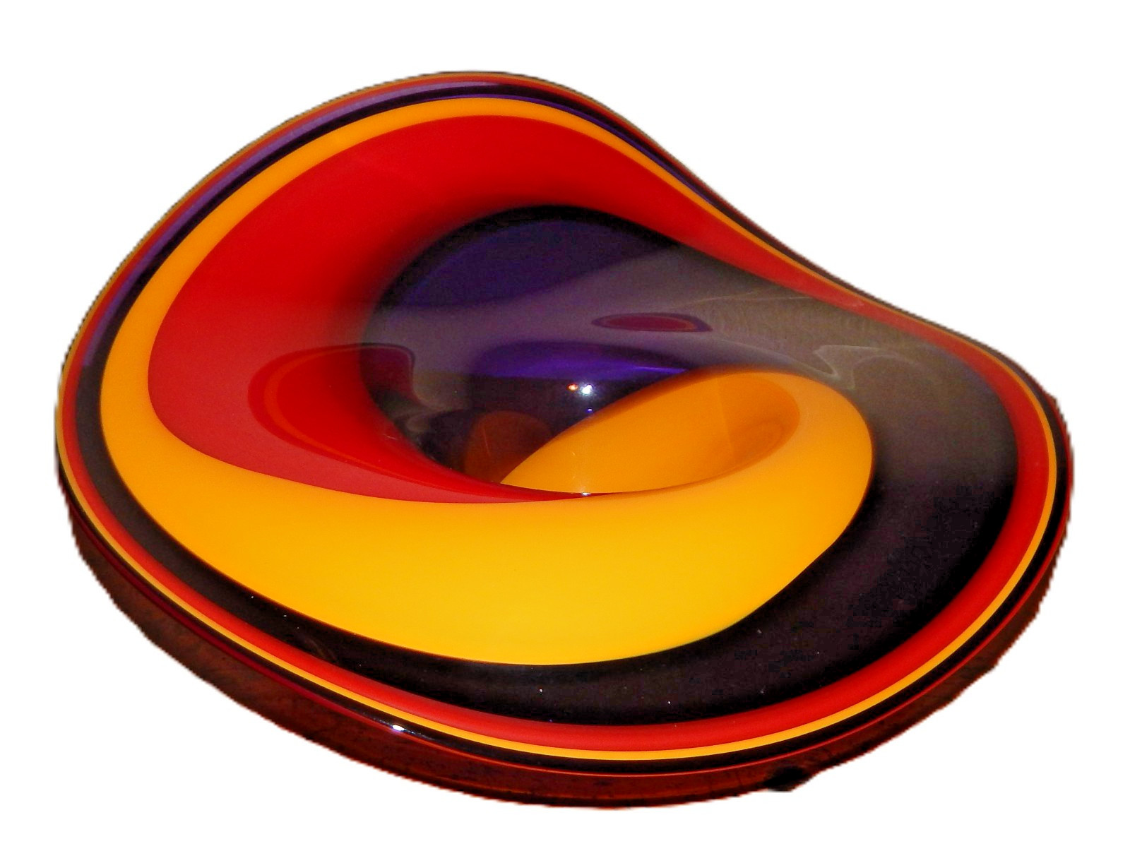 RARE Vintage Murano Style Blown Art Glass, Vivid Purple Red Yellow Swirl 17" RARE Vintage Murano Style Blown Art Glass, Vivid Purple Red Yellow Swirl 17"