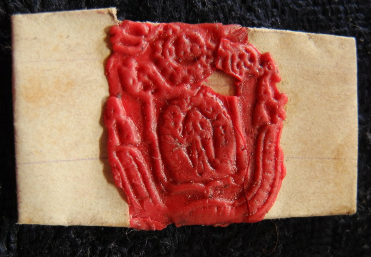 ANTIQUE V. St. CLARA MONTEFALCO POCKET SHRINE RELIC ENVELOPE RED WAX SEAL ANTIQUE V. St. CLARA MONTEFALCO POCKET SHRINE RELIC ENVELOPE RED WAX SEAL