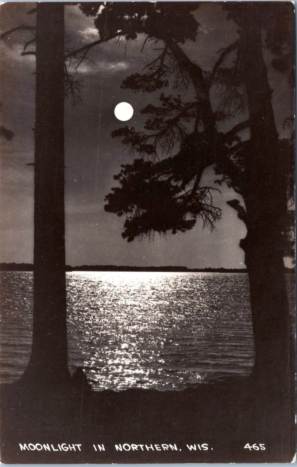 RPPC Moonlight on Water, Northern Wisconsin- 1937 Posted Photo Postcard with DPO RPPC Moonlight on Water, Northern Wisconsin- 1937 Posted Photo Postcard with DPO