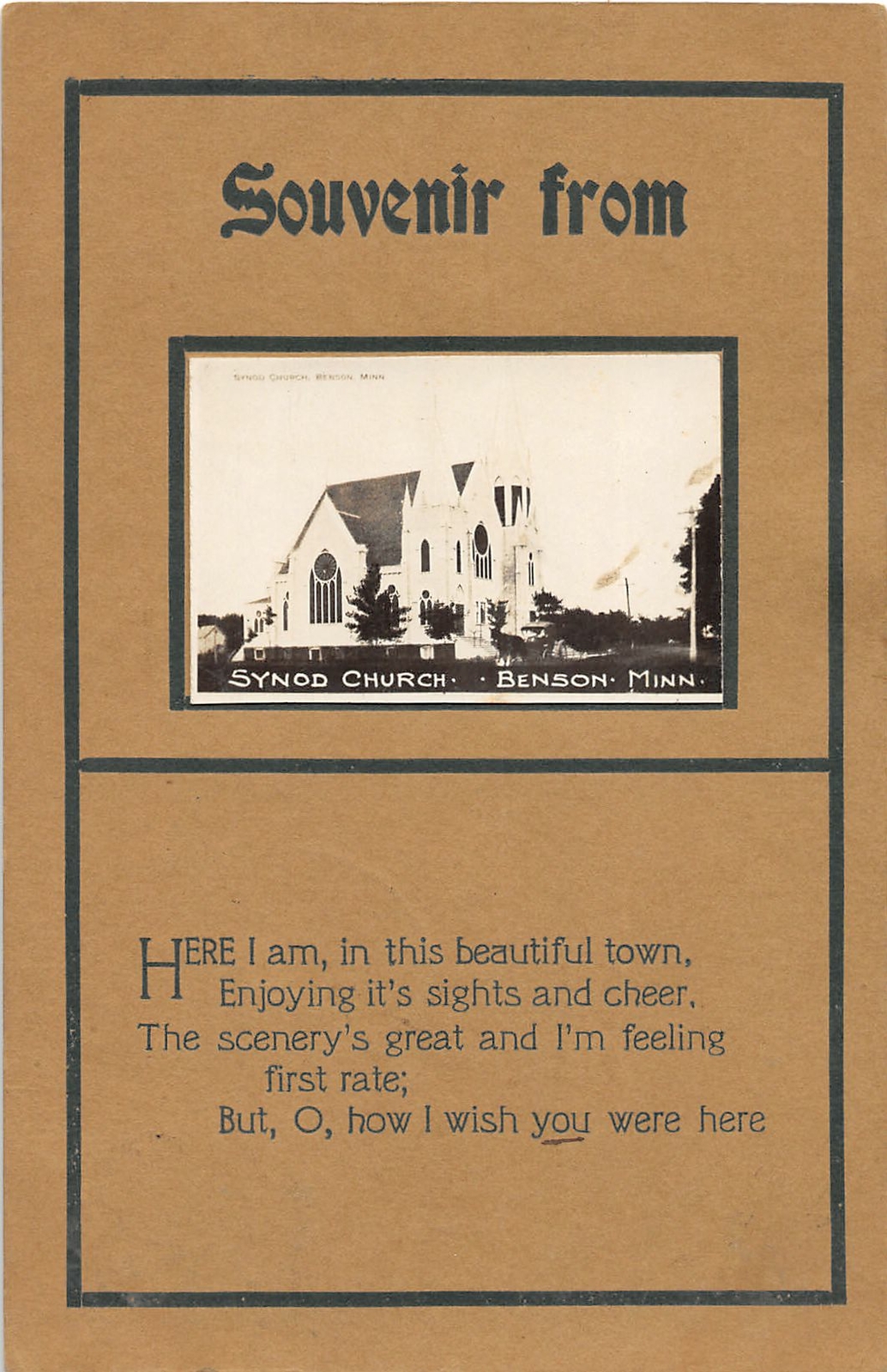 G49/ Benson Minnesota RPPC Postcard c1910 Synod Church Building 1 G49/ Benson Minnesota RPPC Postcard c1910 Synod Church Building 1