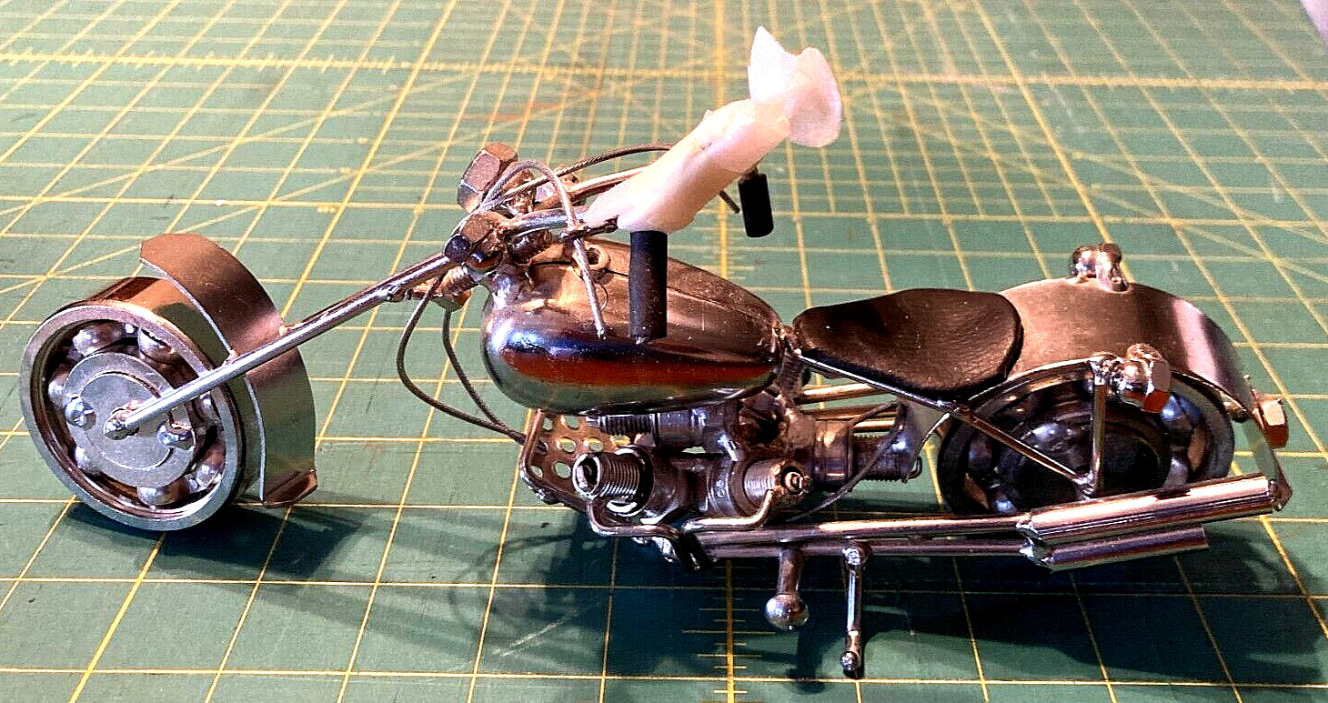 Beautiful Motorcycle Chopper sculpture made with metal 11" long HTF Beautiful Motorcycle Chopper sculpture made with metal 11" long HTF