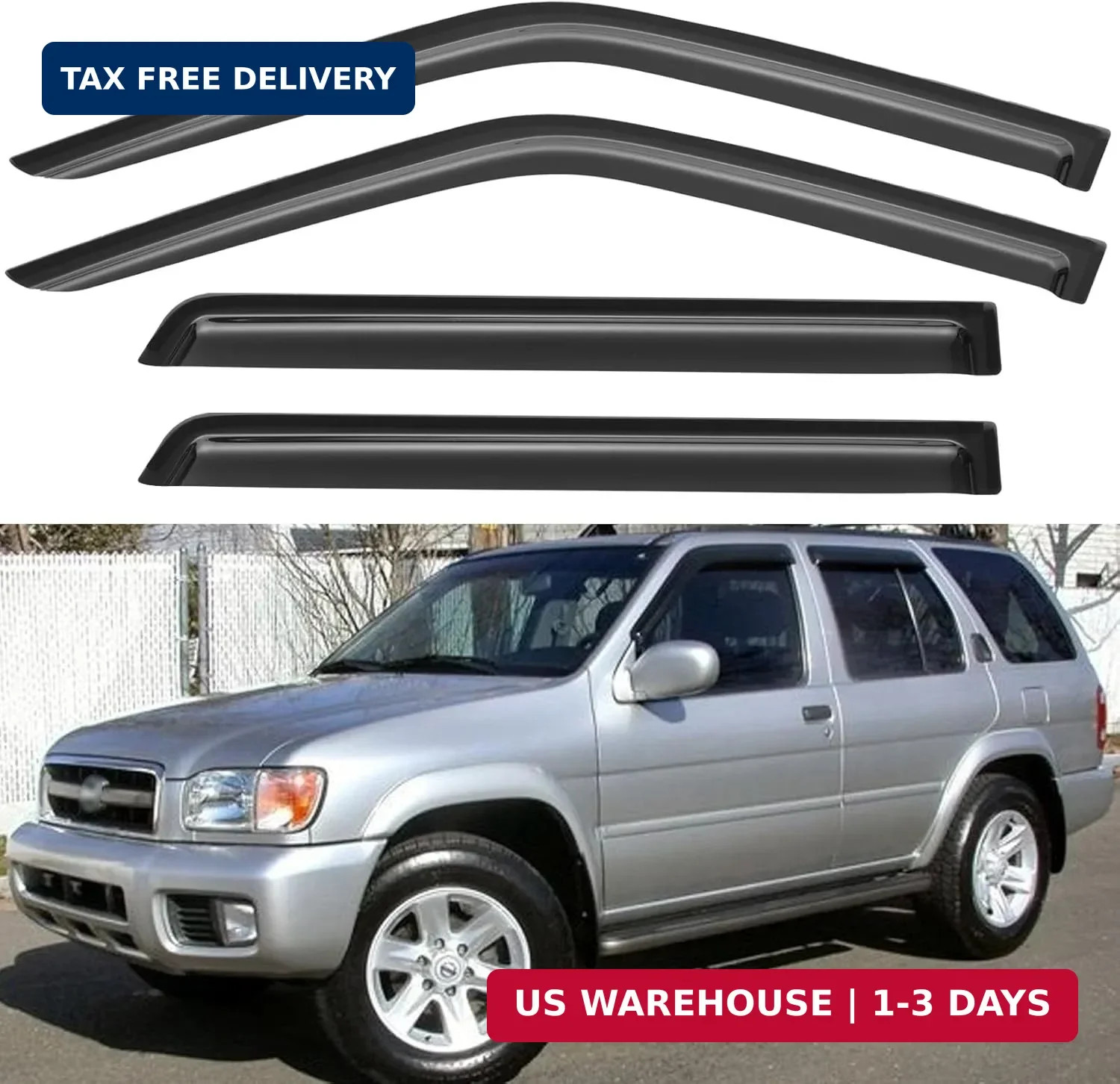 Window Visors Rain Guards for 1996-2004 Nissan Pathfinder, Out-Channel Window Ve Window Visors Rain Guards for 1996-2004 Nissan Pathfinder, Out-Channel Window Ve