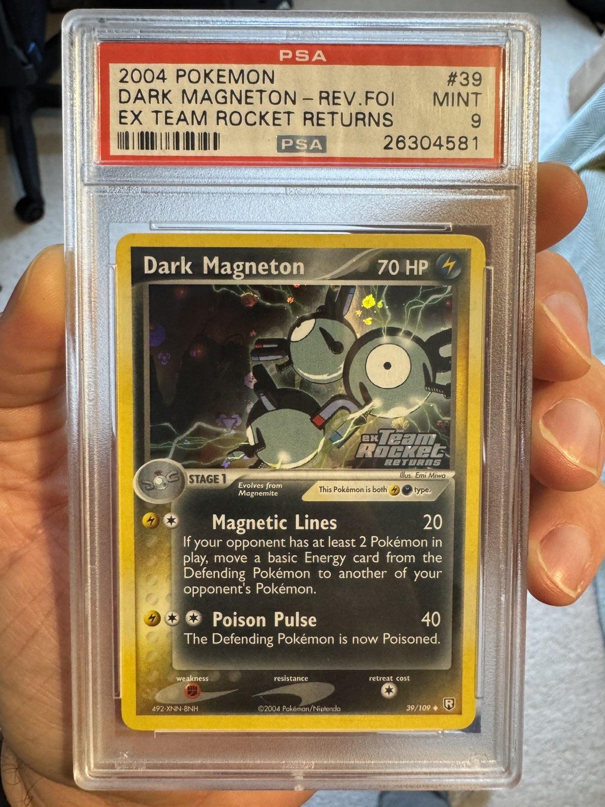 Dark Magneton 39/109 Team Rocket Returns Reverse Foil PSA 9 Mint POKEMON