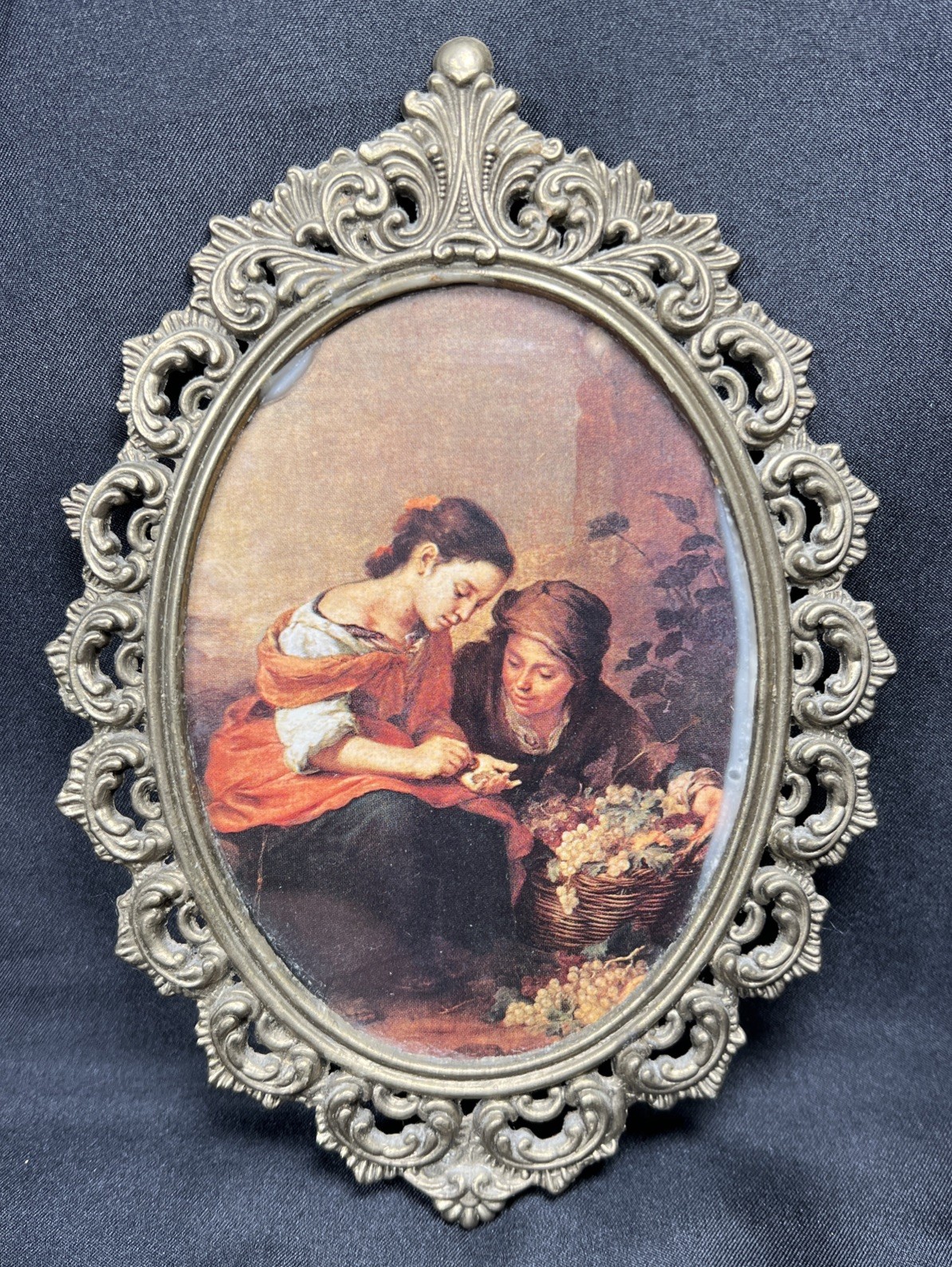 VTG ACTION Ornate Metal Frame Bartolome Esteban Murillo The Little Fruit Seller VTG ACTION Ornate Metal Frame Bartolome Esteban Murillo The Little Fruit Seller