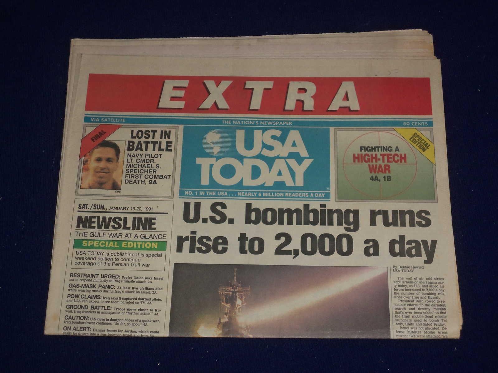 1991 JAN 19-20 USA TODAY NEWSPAPER "EXTRA" - U.S. BOMBS IRAQ & KUWAIT - NP 3074 1991 JAN 19-20 USA TODAY NEWSPAPER "EXTRA" - U.S. BOMBS IRAQ & KUWAIT - NP 3074