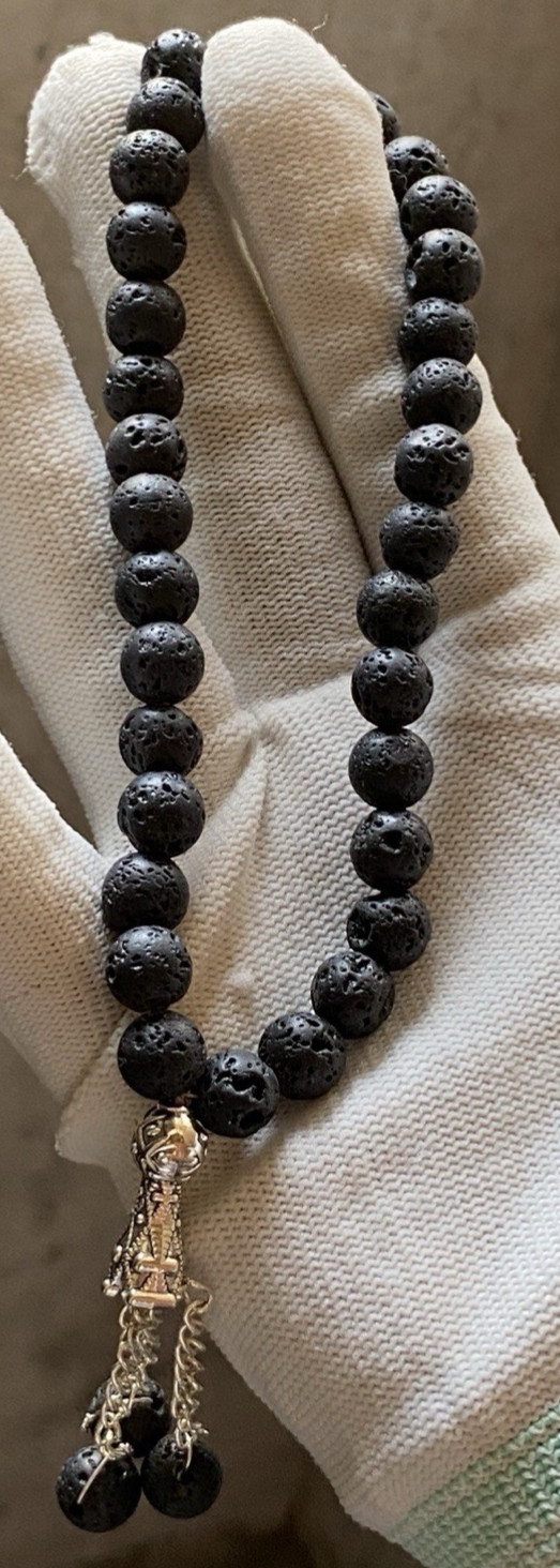 Genuine 8mm Black Lava Stone 33 Beads Tasbih Misbaha Islamic Prayer Beads Rosary Genuine 8mm Black Lava Stone 33 Beads Tasbih Misbaha Islamic Prayer Beads Rosary