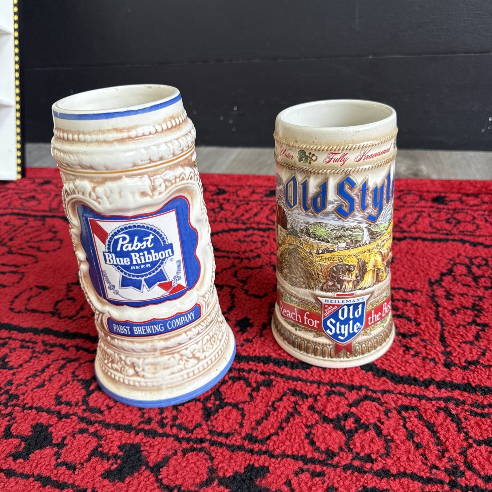 PBR And Old Style Beer Steins 1988 Vintag Limited Edition Numbered G Heilman