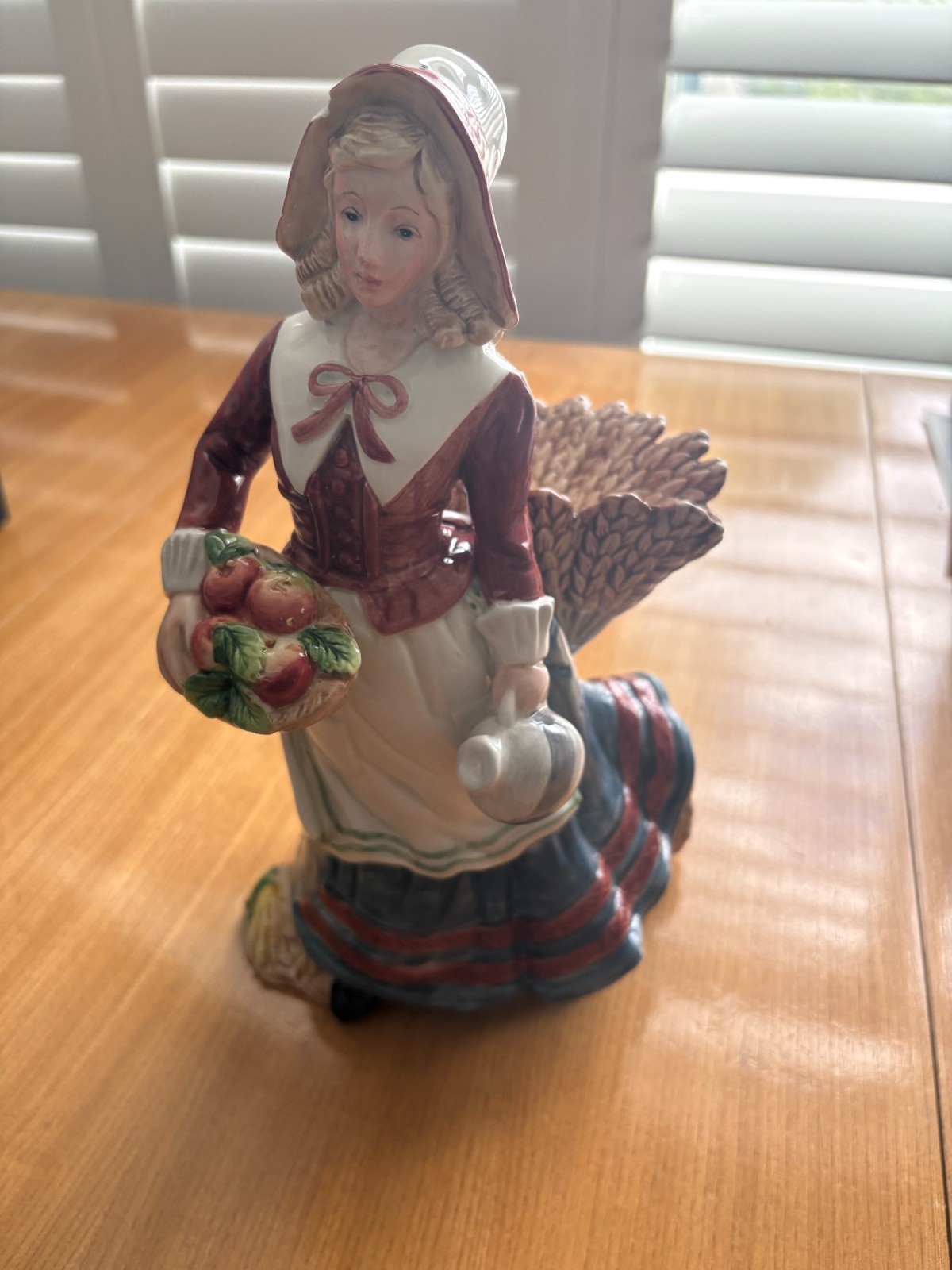 Vintage Fitz & Floyd Classics "Harvest Heritage" Pilgrim Woman Candlestick