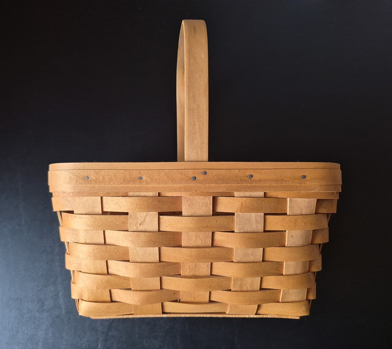 EUC 2002 LONGABERGER CLASSIC SPRING BASKET w/Stationary Handle EUC 2002 LONGABERGER CLASSIC SPRING BASKET w/Stationary Handle