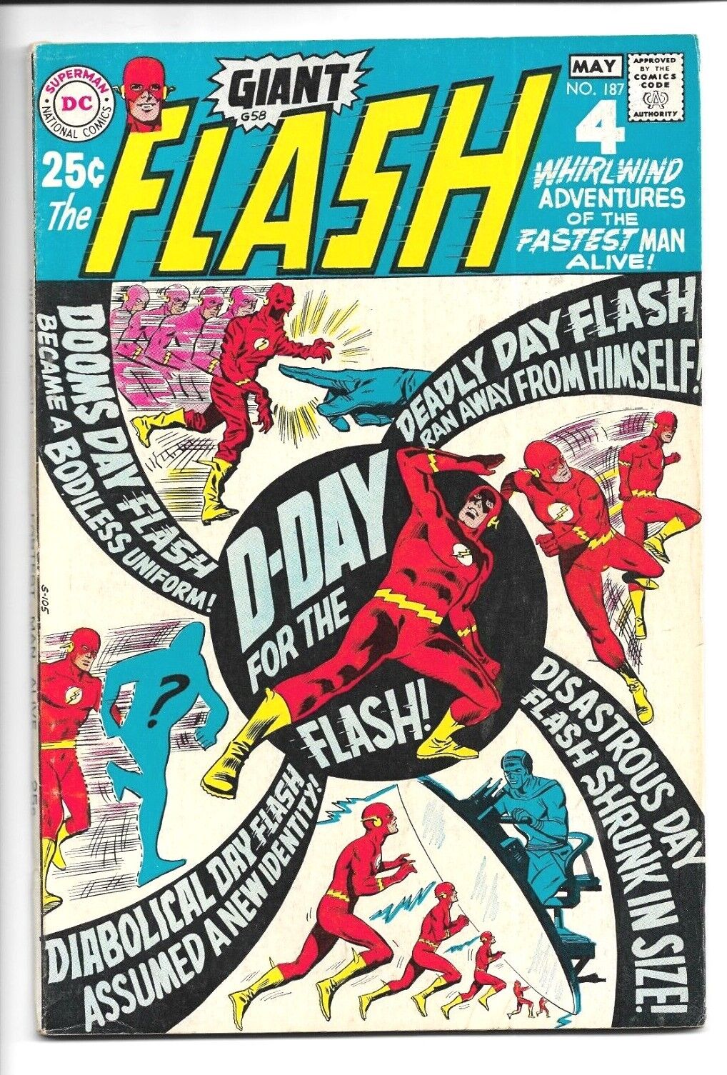 The FLASH 187 DC 1969, Barry Allen, Doomsday Flash & Mirror Master 7.0 FN/VF