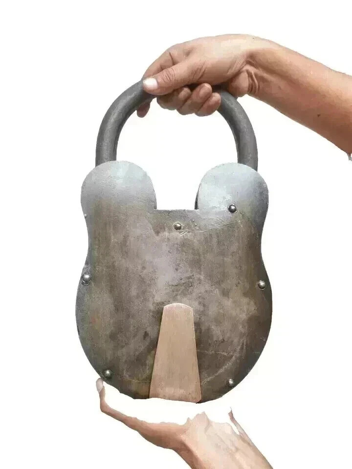 Antique 14" Inch Big & Heavy Vintage Padlock With 2 Working keys padlock Antique 14" Inch Big & Heavy Vintage Padlock With 2 Working keys padlock