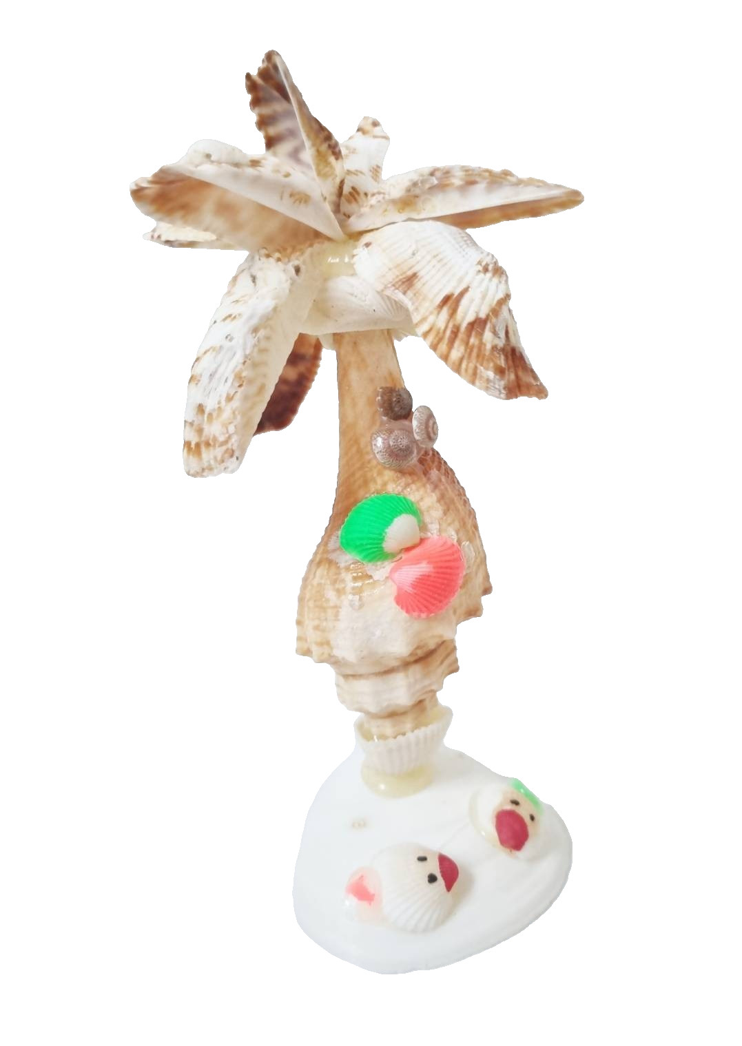 Vintage Sea Shell Coconut Tree Doll Figurine Plant Beach Thai Handmade Decor 7"