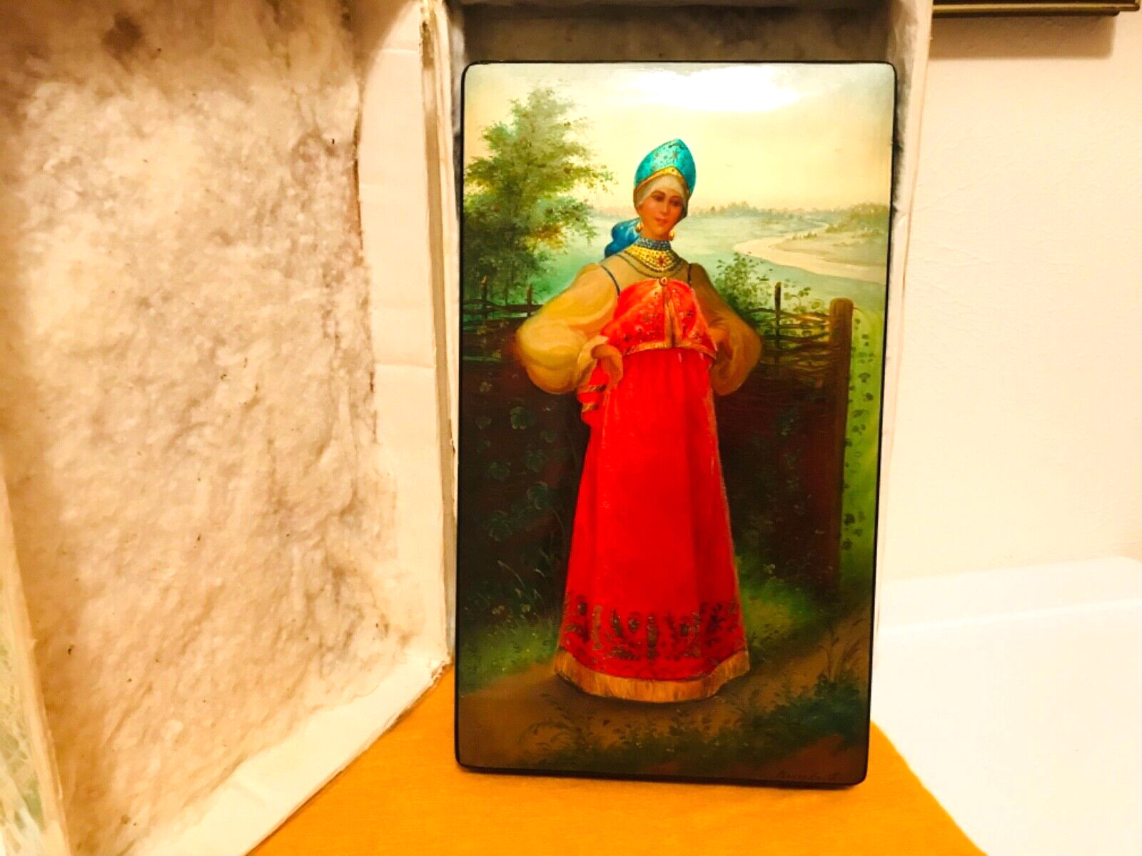 🔥HUGE_EXQUISITE🔥1839–1915 K. Makovsky Russian Maiden Hand-painted lacquer box 🔥HUGE_EXQUISITE🔥1839–1915 K. Makovsky Russian Maiden Hand-painted lacquer box