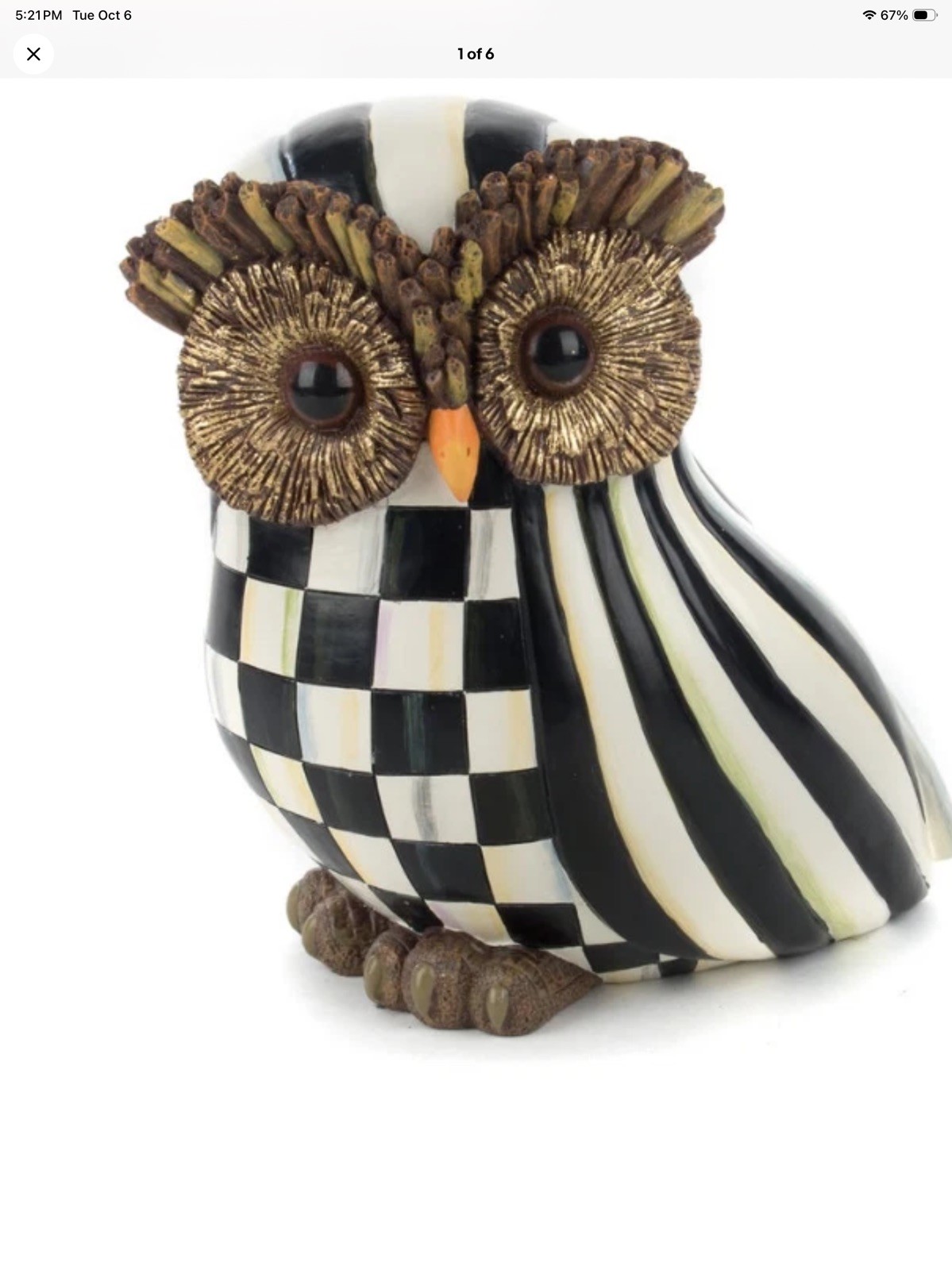 MacKenzie-Childs Courtly Stripe Owl MacKenzie-Childs Courtly Stripe Owl
