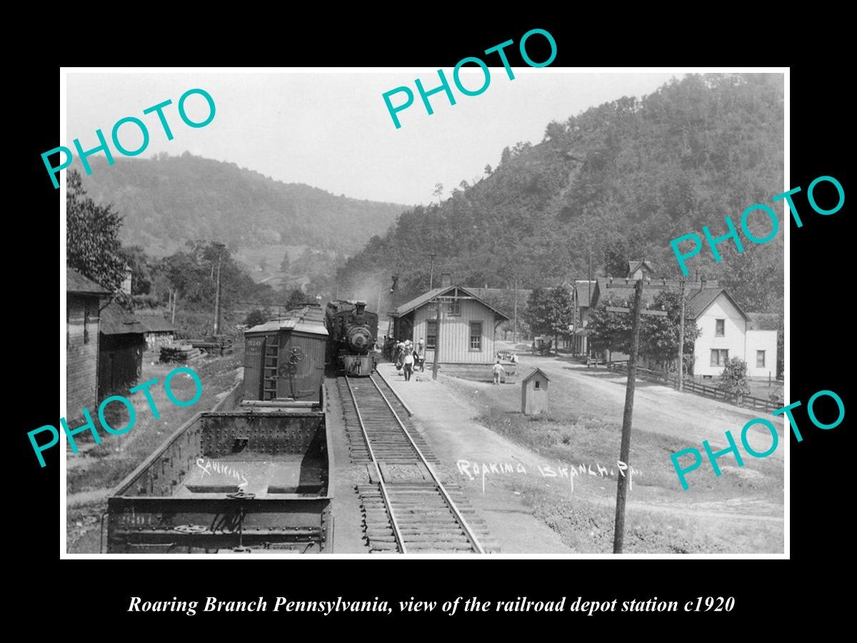 Roaring Branch Pennsylvania Railroad Station c1920 Old Large Historic Photo Roaring Branch Pennsylvania Railroad Station c1920 Old Large Historic Photo