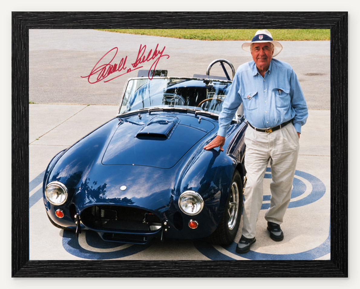 12X9.5 FRAMED CARROLL SHELBY SIGNED 2001 CAR COLLECTOR MAGAZINE REPROD PRINT 12X9.5 FRAMED CARROLL SHELBY SIGNED 2001 CAR COLLECTOR MAGAZINE REPROD PRINT