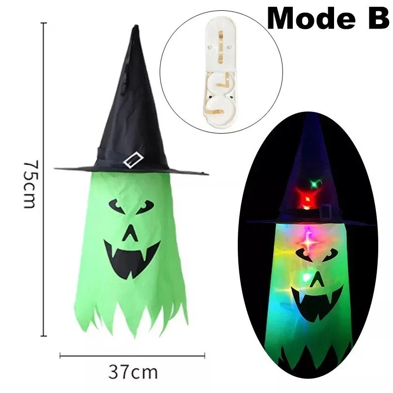 1PC Halloween Glowing Witch Hat Color Changing LED Light Party Decor Horror Prop 1PC Halloween Glowing Witch Hat Color Changing LED Light Party Decor Horror Prop